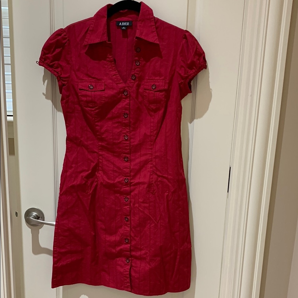 Red Button-Up Dress